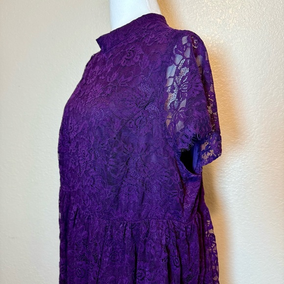 Torrid Deep Purple High Neck Lace Skater Party Dress Size 18 - Picture 6 of 16
